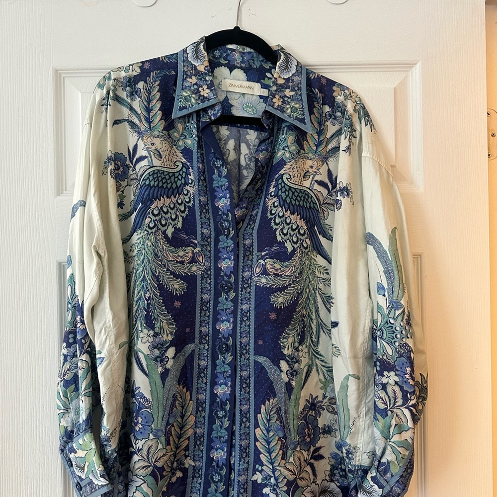Zimmermann Multicolor Peacock Print Shirt